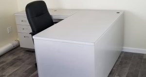 used l-shape desk and chair