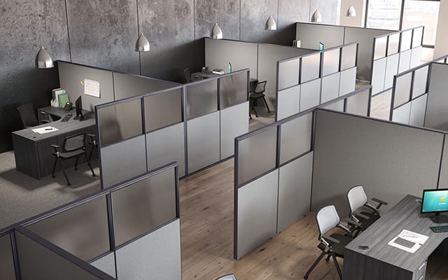 design with setup cubicle office spaces