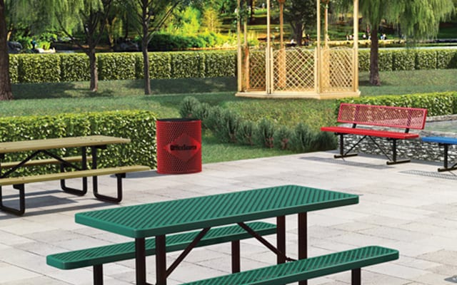 outdoor benches and tables for schools