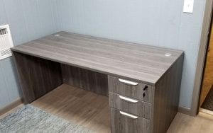 gray wood finished desk